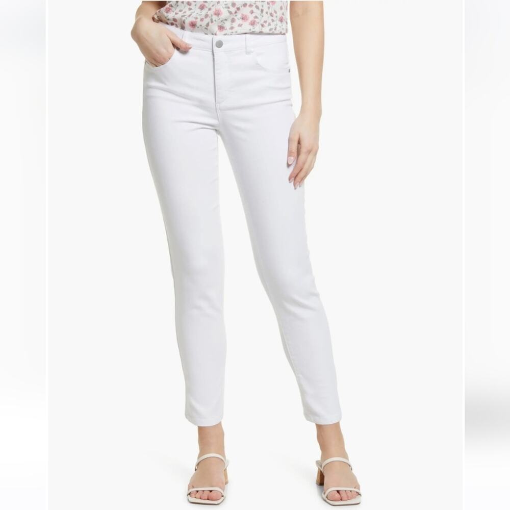 Caslon High Rise Straight Ankle White Stretch Denim Jean Size 12